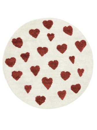 Heartbeat Kids Rug Ø 150 Small Off White/Red Round
