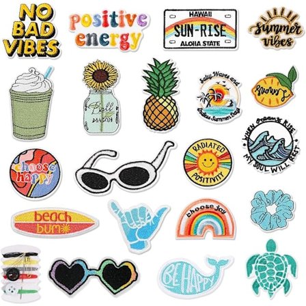 20 st vintage strykjärns-på-lappar sy-på applikation hippie broderilapp retro hippie för T-shirt ryggsäck jeansjackor kläder hatt