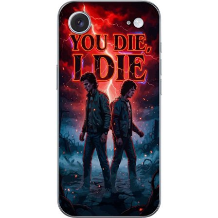 Kompatibelt Mobilskal till Apple Apple iPhone 17 Air Stranger Things-inspirerat motiv med två unga män, röd blixtfylld himmel, mörk fantasykänsla