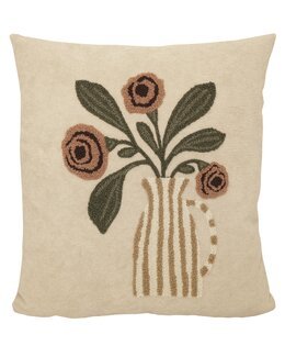 Putetrekk Harriet med broderte blomster 1-pk Beige