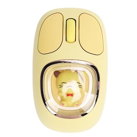 Trådløs Gaming Mus, Bluetooth Genopladelig RGB Baggrundsbelyst Mus med Sødt Dukke Design til PC Laptop Spilbrug, Gul