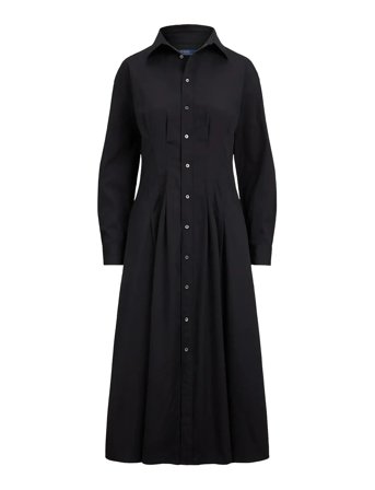 Pleated Cotton Shirtdress Black Polo Ralph Lauren