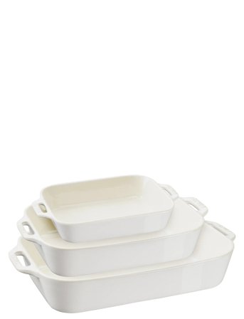 STAUB Set Med Ivory White Rektangulära Ugnsformar 3-Delar - White - 1X 20X 16CM;1X 27X 20CM;1X 34X 24CM