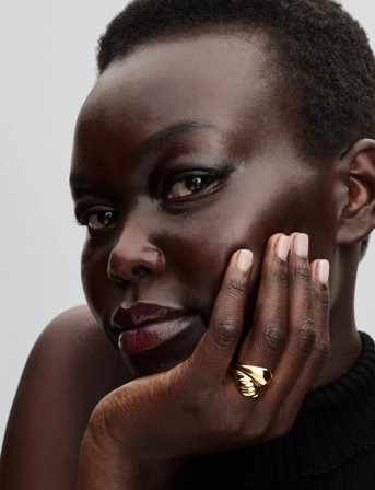 Pandora Rippled 14K Gold-Plated Ring Set - Gold - 56