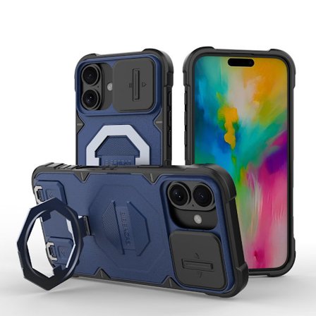 Kompatibel med IP-16PLUS støtsikkert deksel, telefondeksel med stativ, safirblå
