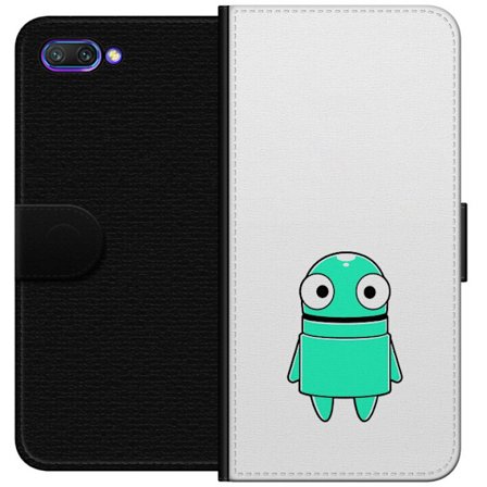 Yhteensopiva Lompakkokotelo Honor Honor 10 Turkoosi piirroshahmo isoilla silmillä ja iloisella persoonallisuudella yksinkertaisessa kuvituksessa