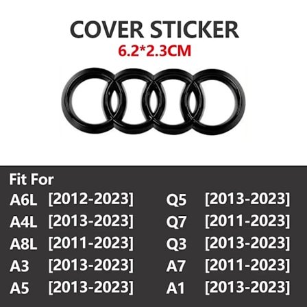 Svart Sølv Bilratt Senterdeksel Klistremerke For Audi A6L A4L A8L A1 A5 A3 A7 Q3 Q5 Q7 Ombyggingslogo Emblem Tilbehør