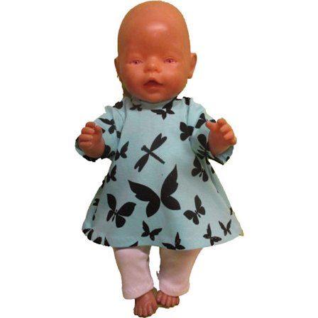 Turkos/vit trikå-set till Baby Born, dockkläder