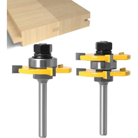 2 stk 6MM skaft Matched Tongue and Groove Cutter Set 3 Flute T Sha