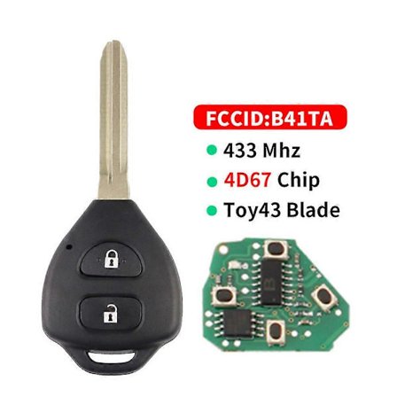 Kauko-ohjattava auton avain Toyota Hiace Yaris Hilux Vigo Innova Corolla RAV4 2-painikkeinen 314.3 433Mhz 4D67 G-siru FCC B41TA B41TH