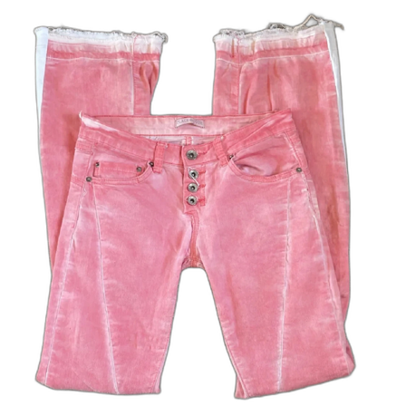 Rosa bootcut jeans med vita paneler från Place du Jour