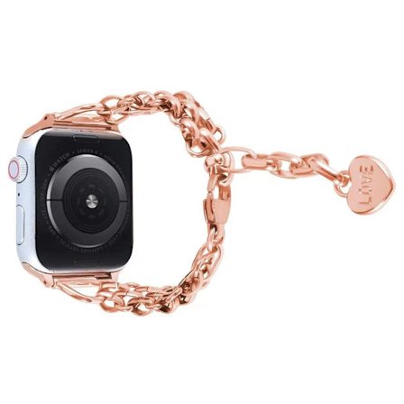 Apple Watch (45 mm) klockarmband i rostfritt stål med hjärthänge - Roséguld