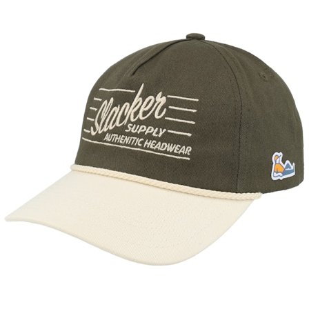 Slacker Supply - Vihreä adjustable Lippis - Retro Logo RopeGolfer Olive/Stone A-frame Adjustable @ Hatstore