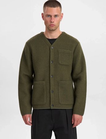 Anerkjendt Aksigurd Boiled Wool Overshirt - Khaki green - XL