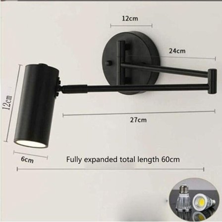 Veggvasklampe, justerbar vegglampe, dimbar LED-belysning