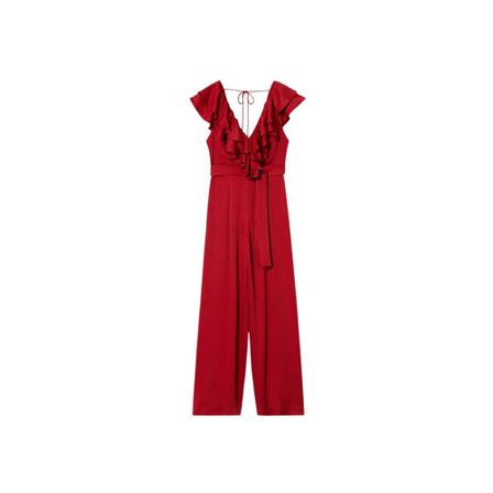 Mango Frilled long jumpsuit Rød, Dame Buksedragter