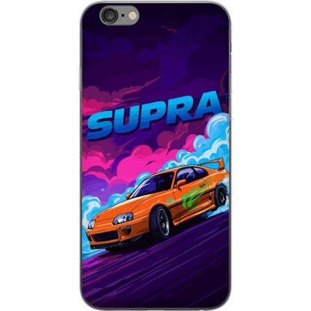 Kompatibelt Mobildeksel til Apple iPhone 6 Plus Toyota Supra i drift med neonfarget røyk, fartfølelse og nattlig gatebilløpmiljø