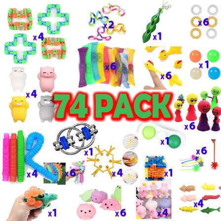 74 Pack Fidget Toy Set Pop It Sensory Toy För Vuxna & Barn