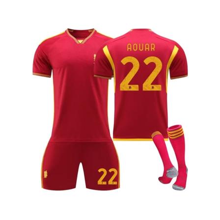 (2023/24 AS Roma Home Kit för barn Vuxna #22 Houssem Aouar fotbollströja kit för barn vuxna 18(100-110CM)