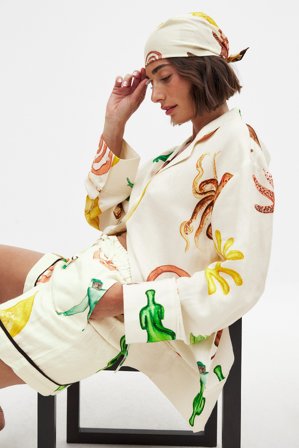 NA-KD - Vid shorts i viskose med middels liv - Sommersett - Flerfarget - EU 36