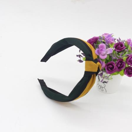 Moderigtigt Hårbånd med Sløjfe til Kvinder, Pigehårbånd, Hårpynt, Grøn og Gul Stribet