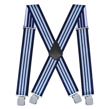 5 cm elastisk selestropsclips til mænd med 4 X-formede justerbare selestropper 16 Tibetan Blue White Stripes