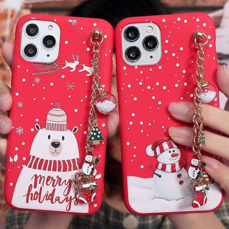 Sød Juletræ Snemand Kæde Telefon Cover til Iphone 12 13 11 Pro 8 7 6 Plus X Xr Xs Max Se Xiaomi Redmi Note 10t 9a Huawei Samsung A12 A72 A32 A52
