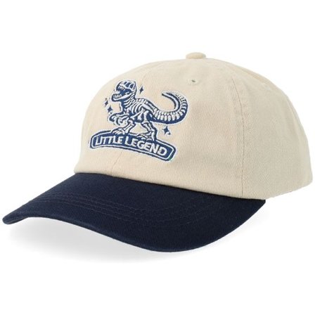 Kiddo Cap - Beige unconstructed Keps - Kids Little Legend T-rex Stone/Navy Brim Wash Dad @ Hatstore
