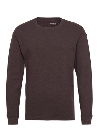 Anf Mens Knits Strikkegenser M. Rund Krage Brun Abercrombie & Fitch