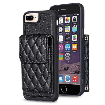Bf22-stil för Iphone 6 Plus / 6s Plus / 7 Plus / 8 Plus Kickstand Läder+tpu- case Korthållare Cover