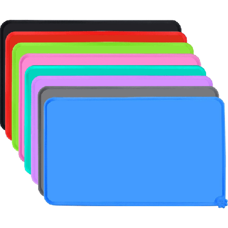 IC 48 x 30 cm - Blå silikonmatta, halkfri hundskål, stor matta för hundar, vattentät