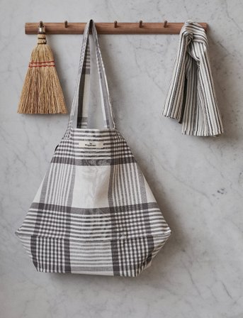 By Mogensen Shopperbag Large Checks - Grey - 92X37CM