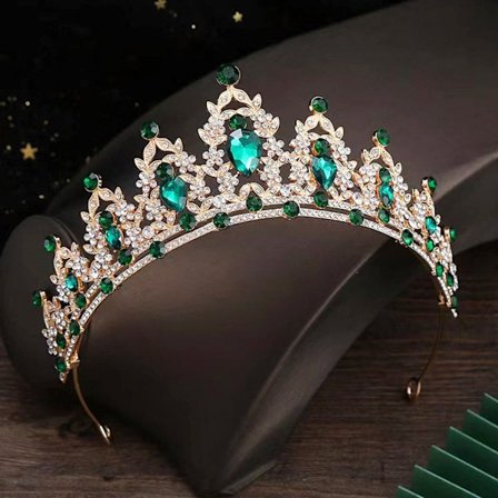 Rhinestone Hair Hoop Hair Crown GULD GRÖN GULD GRÖN
