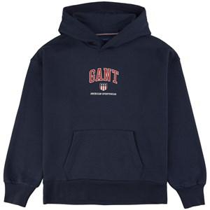 Kids - GANT Evening Blue Retro Shield Branded Graphic Hoodie 122/128 cm - Jumpers and knitwear - 122/128 cm - Navy