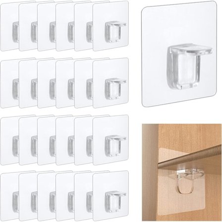 24-pack självhäftande hyllbärare, 6 x 6 cm hyllstöd, transparent D'é
