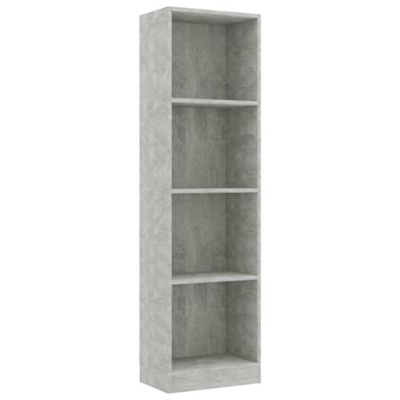 Vidaxl Bokhylla 4 Hyllor Betonggrå 40x24x142 Cm Konstruerat Trä Grå