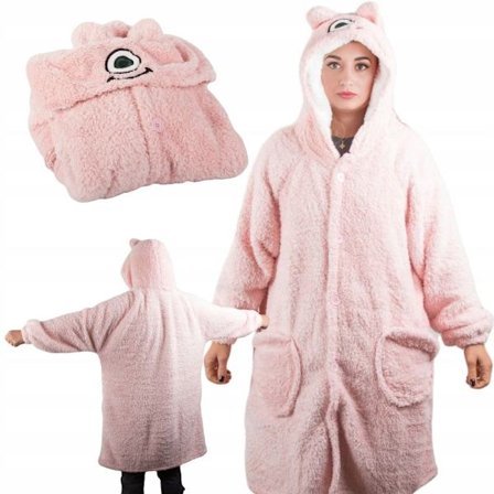 Oversize Alien Snuggie med Hætte | Hyggelig Fleece med Ærmer Rosa