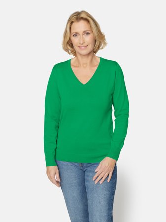 BRANDTEX - Strik Med V-hals - Grøn