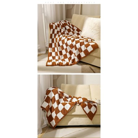Color Caramel - soffa filt, pläd plysch filt, Damier (1