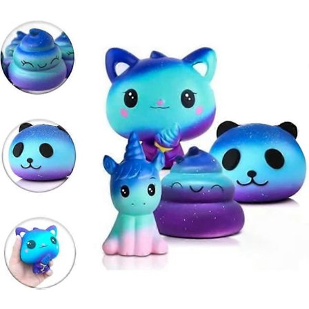 4 kpl leluja, Squishies-setti Kawaii-juhlalahjat Hitaasti nousevat lelut Lapsille Aikuisille Tytöille Pojille