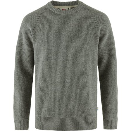 Fjällräven Men's Övik Rib Sweater in Grey | Size: 2XL, Wool/Leather