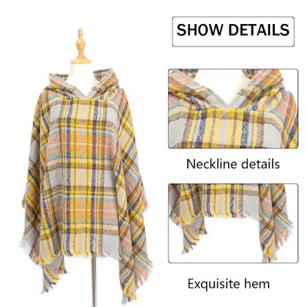 Dameternet hættecape sjal tæppe poncho hættetrøje cape sjal med kvaster