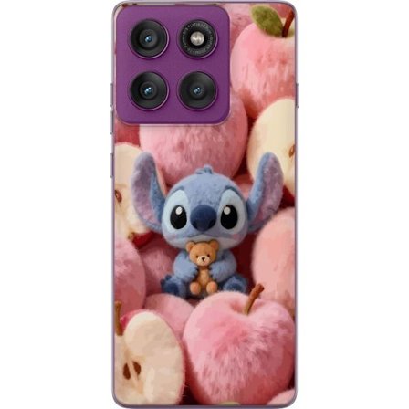 Kompatibelt Mobildeksel til Motorola Edge 60 Pro Stitch blant rosa fluffy epler med teddy og søt kawaii-estetikk