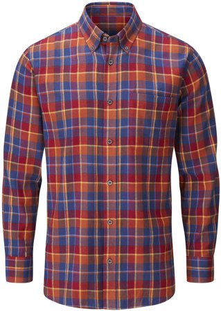 Alan Paine M's Ilkley Flannel Button Down Collar Shirt Red Check
