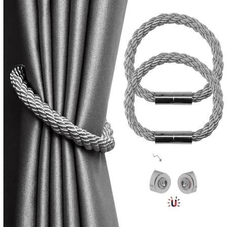 Magnetiske gardinholdere, 2-pak moderne enkelhet gardin tau holdere med sterk magnet, for tynne eller tykke hjem og kontorgardiner (grå) Gray