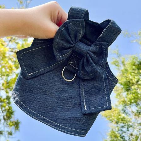 Kæledyrstøj Cat Denim Nederdel Gånde hund ud Bryst og Ryg Træk T-shirt m