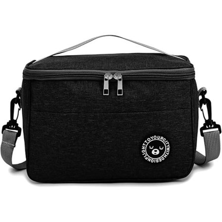 5,5 litran eristetty laukku, eristetty pikniklaukku, aikuisten eristetty lounaslaukku, eristetty lounaslaukku (musta/5,5 l/24*14*17 cm)