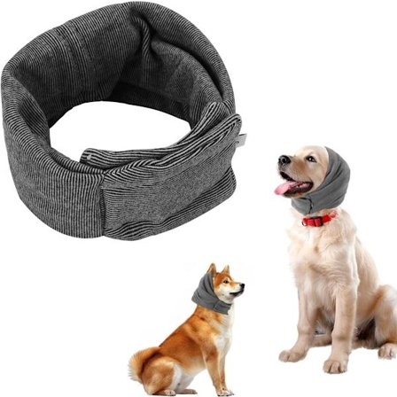 Säädettävät koiran kuulosuojaimet korvaläpillä, tummanharmaa, koko M 42x47cm, melusuojaus, ahdistuksen lievitys, pehmeät ja hiljaiset koirien 