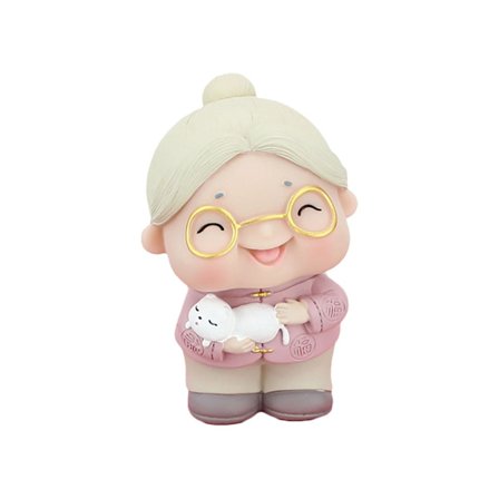 Mini Grandparent Statue Model Mors Dag Gave Ornament Kage Topper til Bord, bedstemor