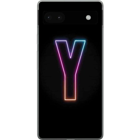 Kompatibel Mobilcover til Google Google Pixel 6a Minimalistisk neonbogstav Y i farveskiftende lys mod sort baggrund